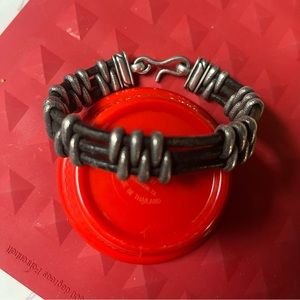 David Yurman Black Leather & 925 Silver Bracelet